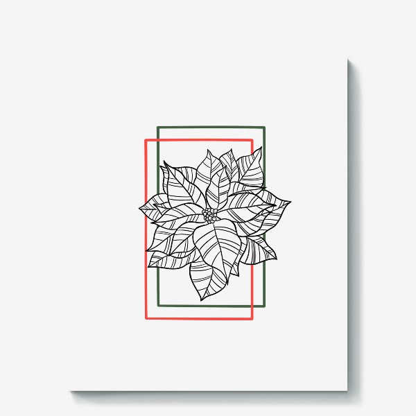 Холст «Новогодний цветок(пуансеттия) графика»
