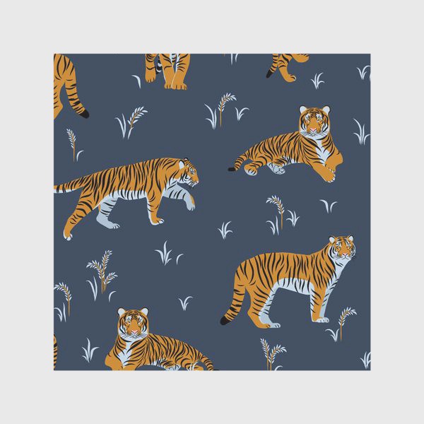 Скатерть «Тигры на синем фоне»