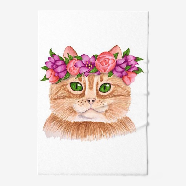 Полотенце «Кот в цветочном венке»