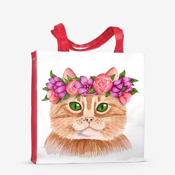 Сумка-шоппер «Кот в цветочном венке»