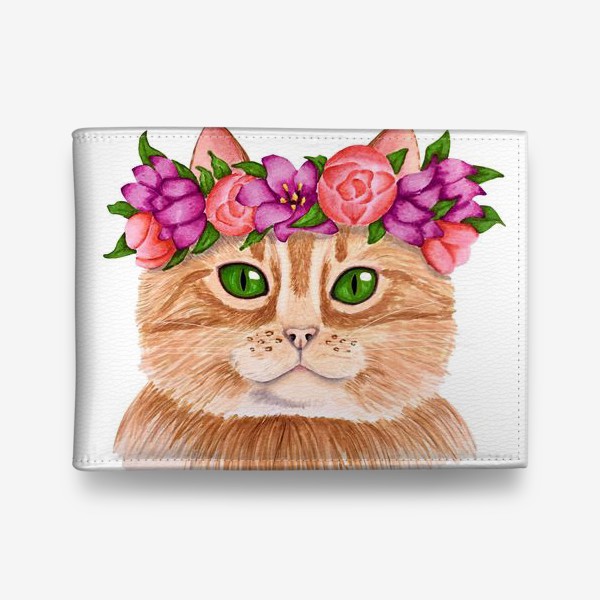 Кошелек «Кот в цветочном венке»