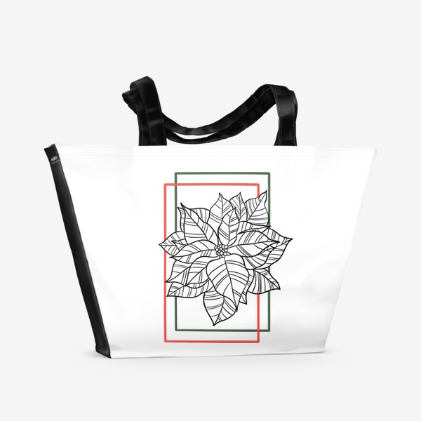 Пляжная сумка «Новогодний цветок(пуансеттия) графика»