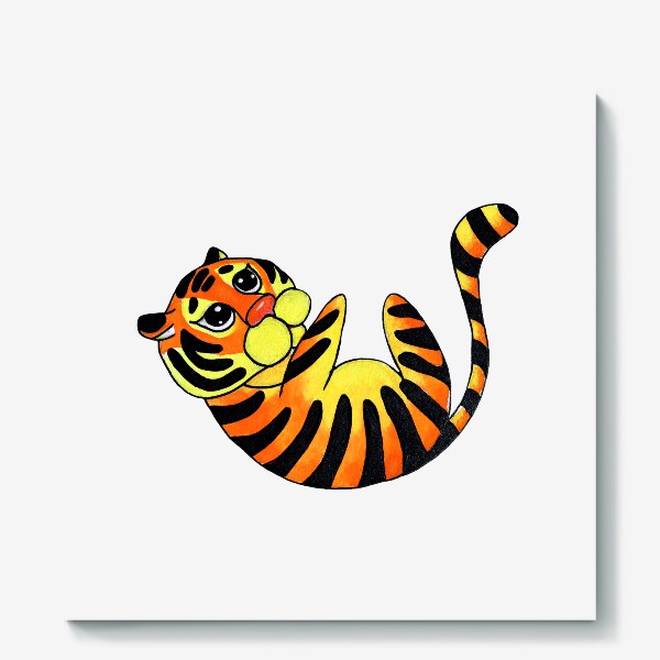 Холст «Символ 2022 года Акварельный тигр 4 Минимализм»