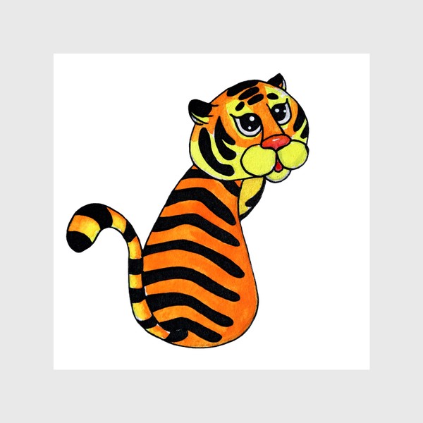 Шторы «Символ 2022 года Акварельный тигр 3 Минимализм»