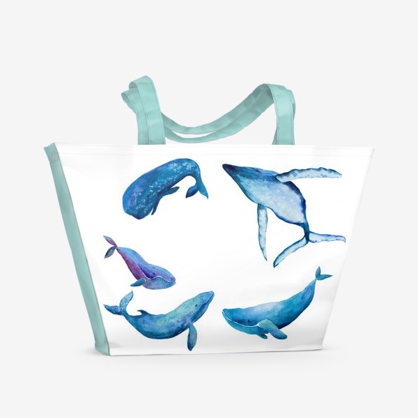 Пляжная сумка «Семья Китов. Whales family»