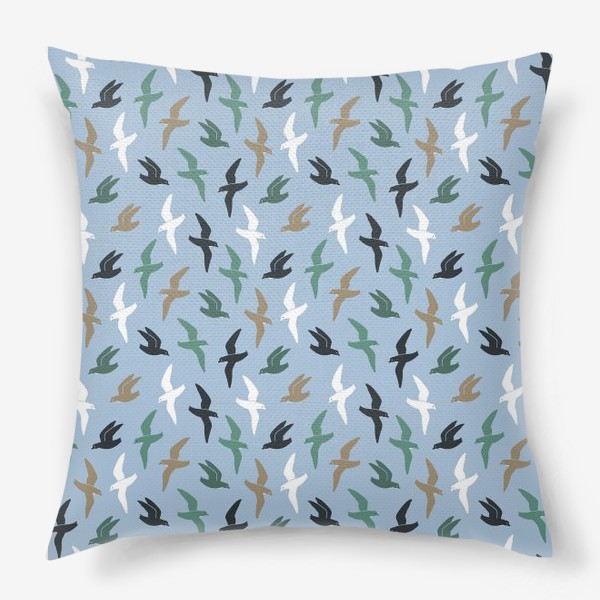 Подушка «Принт с морскими птицами - чайки»