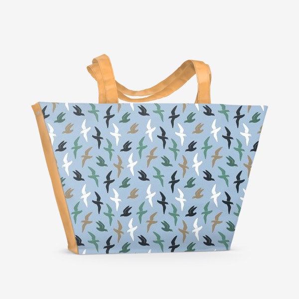 Пляжная сумка &laquo;Принт с морскими птицами - чайки&raquo;