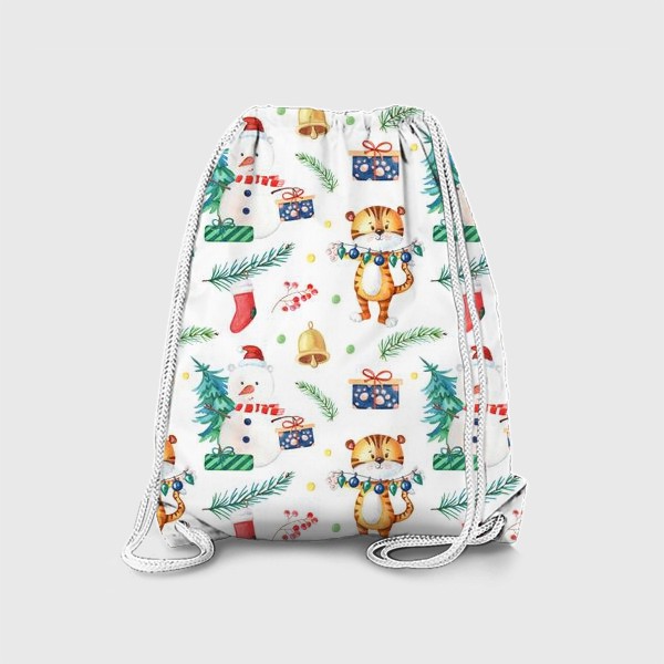 Рюкзак «Новогодняя вечеринка. Тигренок и снеговик.»
