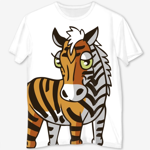 Футболка с полной запечаткой «лошадь (зебра) с окраской тигра: Модно и безопасно»