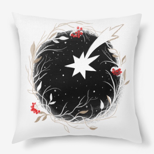 Подушка «Новогодний венок и звезда»