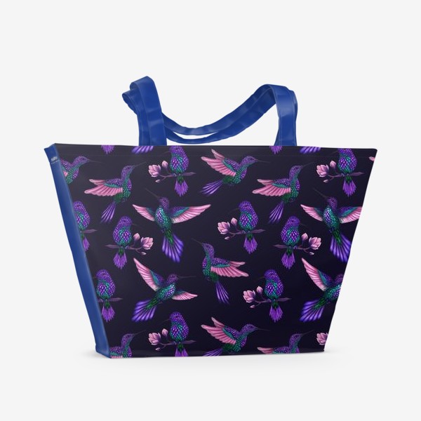 Пляжная сумка «Колибри на ветке с цветком»