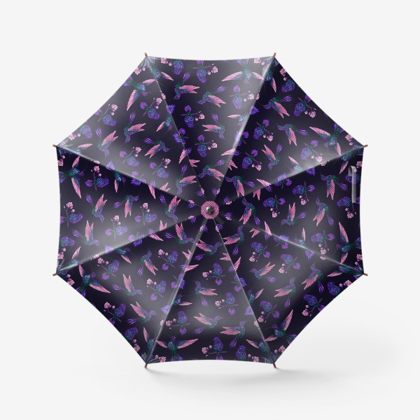 Зонт «Колибри на ветке с цветком»