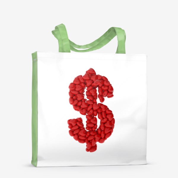 Сумка-шоппер «Знак доллара из сердец. Я люблю деньги.»