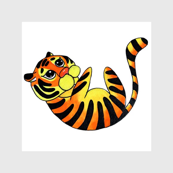 Шторы «Символ 2022 года Акварельный тигр 4 Минимализм»