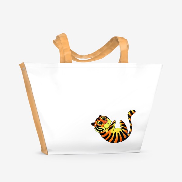 Пляжная сумка «Символ 2022 года Акварельный тигр 4 Минимализм»