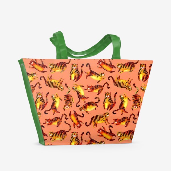 Пляжная сумка «Милые тигры, паттерн 2022»