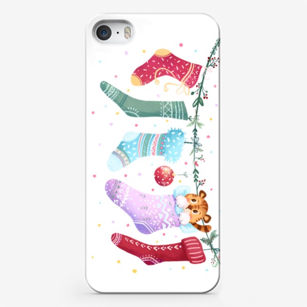 Чехол iPhone «Новогодний тигренок и носки»