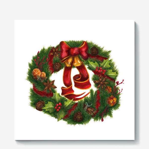 Холст «Рождественский венок Christmas wreath Ар нуво»