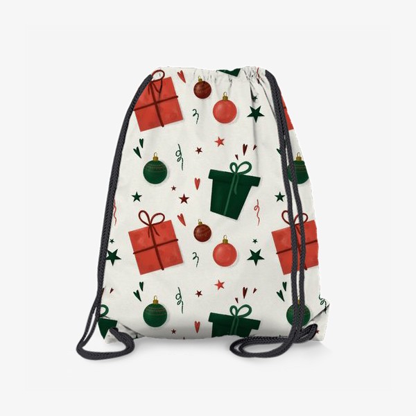 Рюкзак «Подарки. Новый год. Рождество. Новогодний паттерн для текстиля, скатерти. Красный и зеленый. Интерьерный принт»