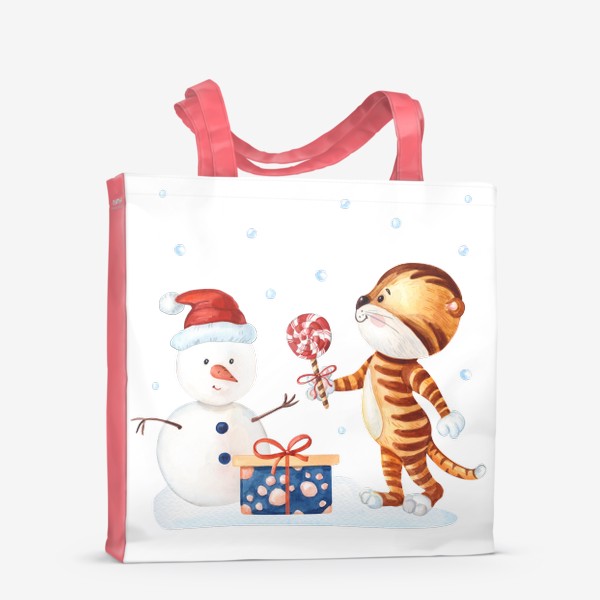 Сумка-шоппер «Милый тигренок и снеговик»