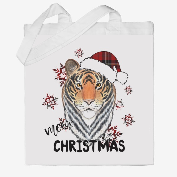 Сумка хб «Рождественский тигр "Мяу Рождество"»