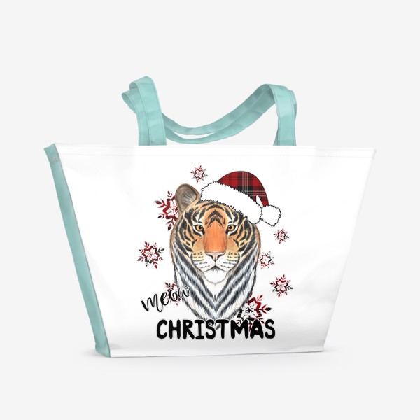 Пляжная сумка «Рождественский тигр "Мяу Рождество"»