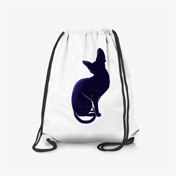 Рюкзак «Чёрный кот, магия, волшебство, волшебник, звёзды, астрология. Кот сфинкс, кошатникам, любителям котов, минимализм»