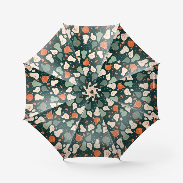 Зонт «Паттерн с тыквами на темном фоне»