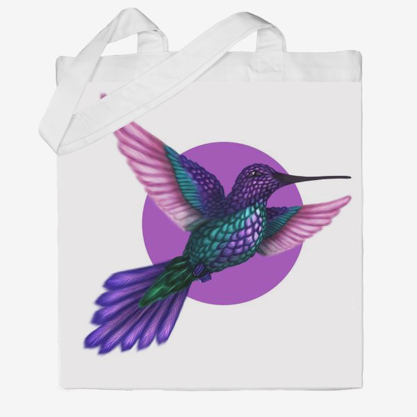 Сумка хб «Фиолетовая колибри.»