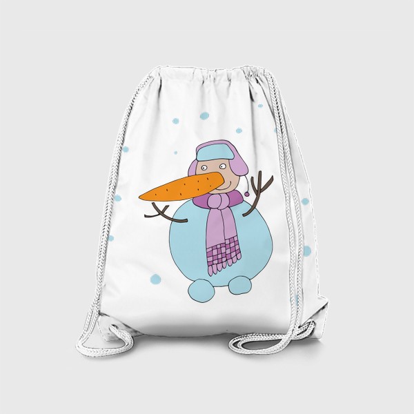 Рюкзак «Снеговик в розовой шапке и шарфике.»