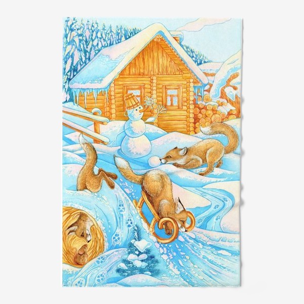 Полотенце «Лисята, зима»