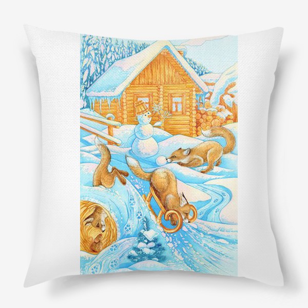 Подушка «Лисята, зима»