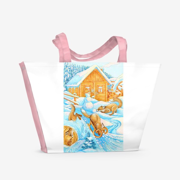Пляжная сумка «Лисята, зима»