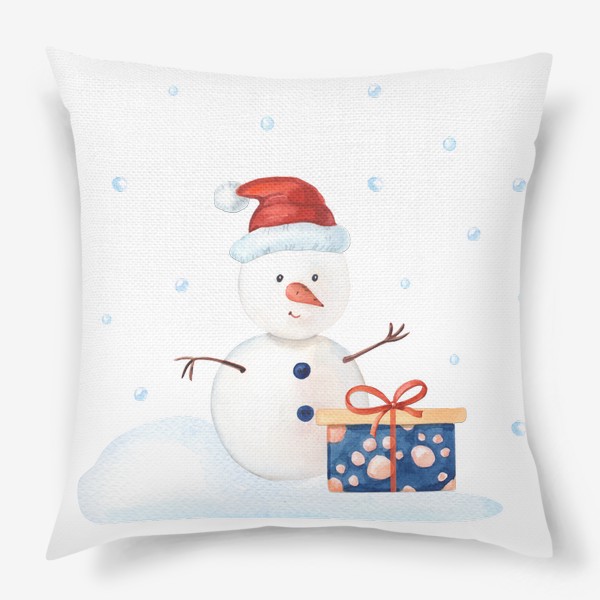 Подушка «Милый снеговичок с подарком»