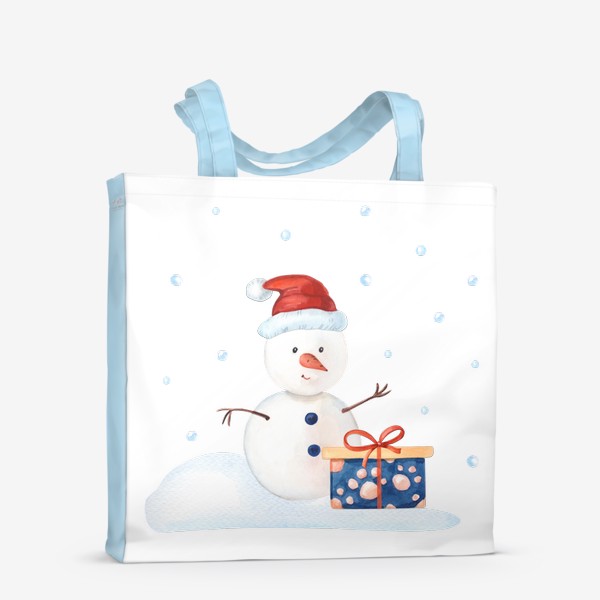 Сумка-шоппер «Милый снеговичок с подарком»