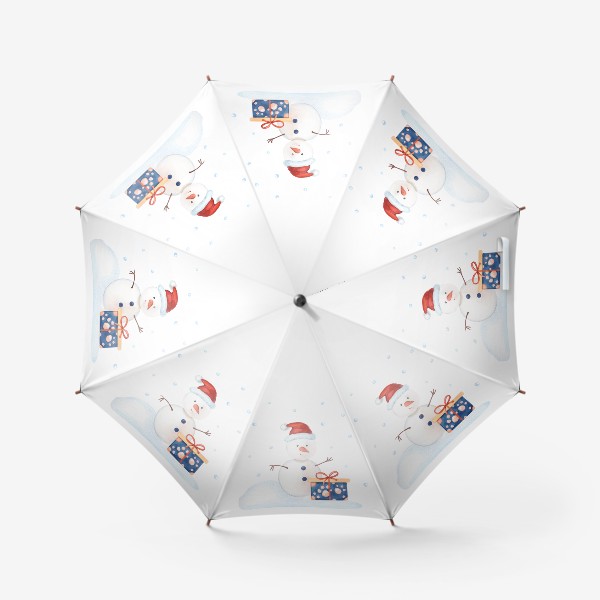 Зонт «Милый снеговичок с подарком»