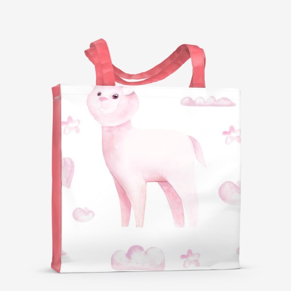 Сумка-шоппер «Милая розовая акварельная альпака»