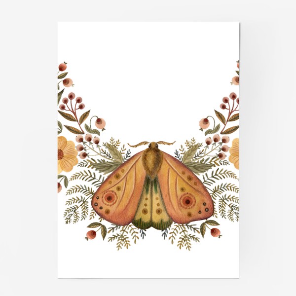 Постер «Бабочка и цветы»