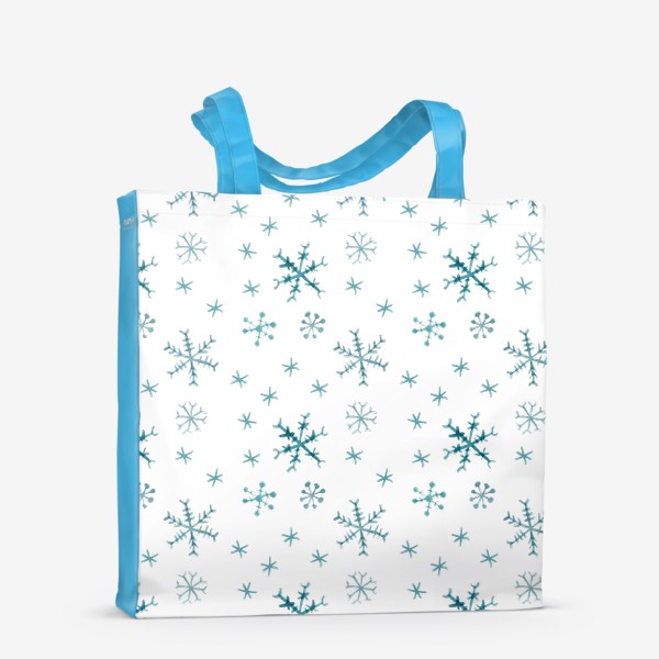 Сумка-шоппер «Паттерн голубые падающие снежинки»