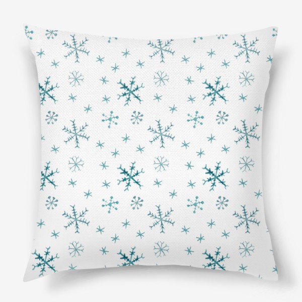 Подушка «Паттерн голубые падающие снежинки»