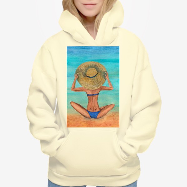 Худи «Девушка в шляпе на пляже»