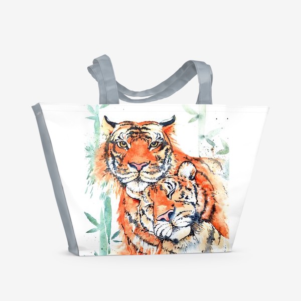 Пляжная сумка «Пара тигров. Акварель. Символ года 2022»