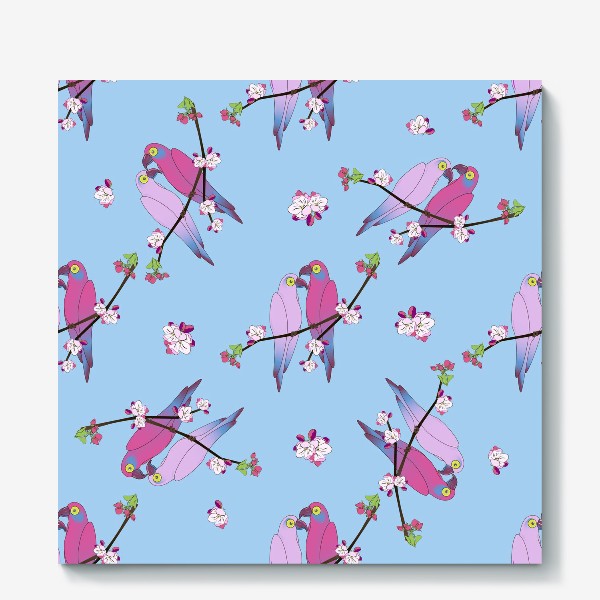Холст «розовые попугаи»