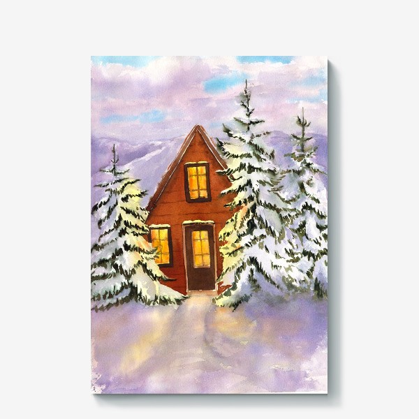 Холст «Зимняя сказка Зимний дом Рождество Новый год»