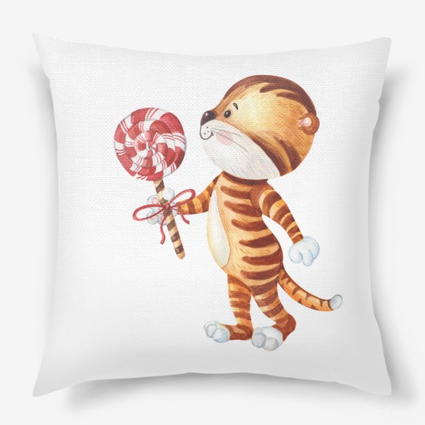 Подушка «Милый тигренок с леденцом»