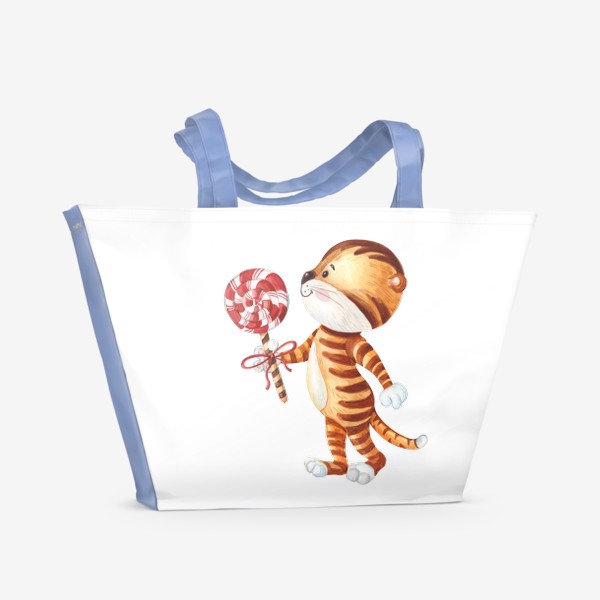 Пляжная сумка «Милый тигренок с леденцом»