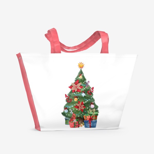 Пляжная сумка «Новогодняя елка, подарки»