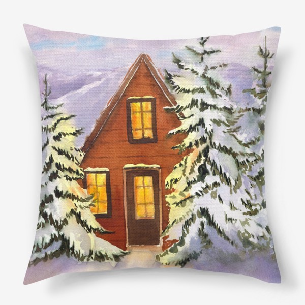 Подушка «Зимняя сказка Зимний дом Рождество Новый год»