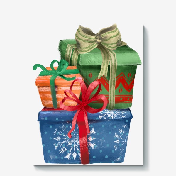 Холст «Подарки, рождество»