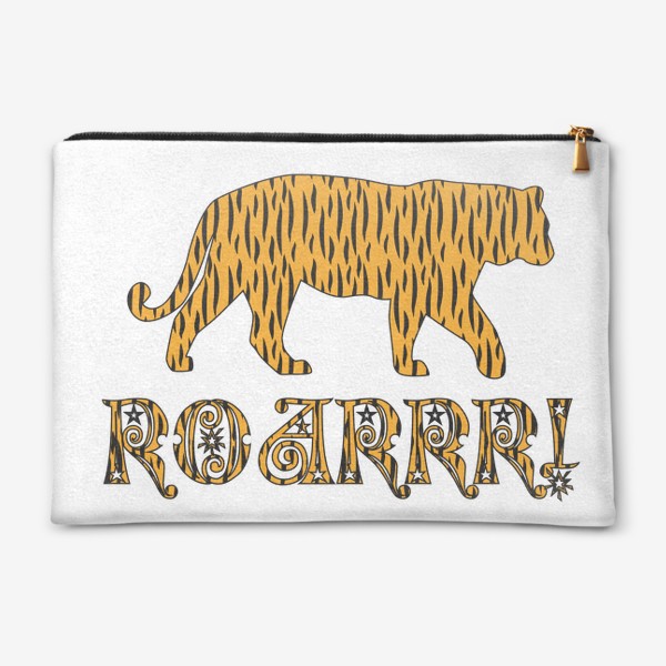 Косметичка «Roar! Грозный рык тигра и силуэт животного. Тигровый новый год 2022»